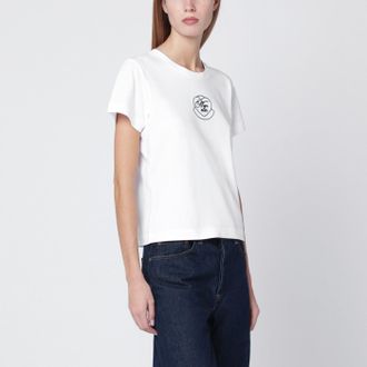 Moncler White cotton T-shirt with embroidered heart