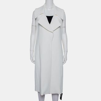 Cushnie et Ochs White Crepe Collared Open Front Coat