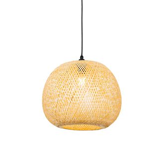 QAZQA Qazqa Oriental L&aacute;mpara Colgante De Exterior De Bamb&uacute; Estilo Oriental Ip44 - Rafael Bamb&uacute; /acero Redonda Adecuado Para Led Max. 1 X 40 Watt