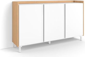 Skraut Home Aparador efecto madera blanco y roble 156x35x91cm con patas