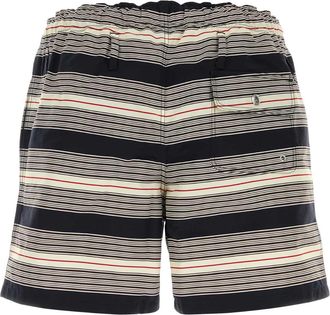 Prada Mens Striped Nylon Swimming Shorts Black Poliammidericiclata Swimwear