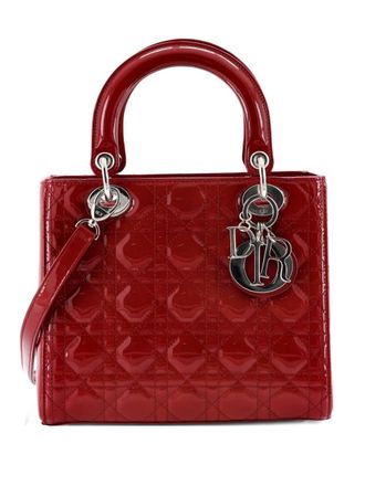 Dior Lady Dior Bag Cannage Quilt Patent Medium satchel - women - Patent Leather - One Size - Red