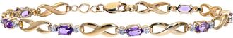 Diamant L'&eacute;ternel Womens 9ct Yellow Gold Ladies Diamond and Amethyst Bracelet - One Size