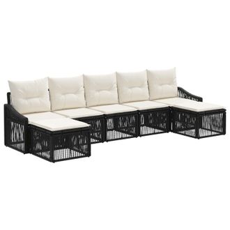vidaXL Conjunto De Sof&aacute;s De Jard&iacute;n 7 Pcs Negro Rat&aacute;n Sint&eacute;tico Vidaxl