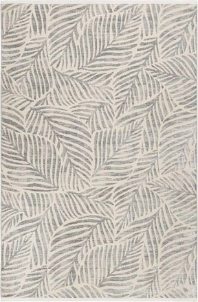 Esprit Alfombra tejida con pelo corto follaje gris y beige con flecos 80x150