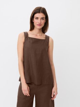 Masai Madisa Linen Square Neck Top in Sh. Chocolate at Nordstrom, Size Xx-Large