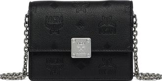MCM Mini Aren Chain Wallet in Embossed Monogram Leather in Black at Nordstrom