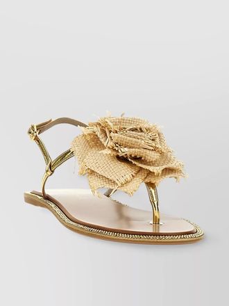 Le Silla flat sandals embellished with flowers and metallic finish