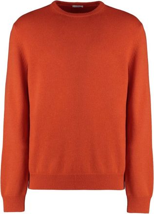 Malo Cashmere Crew-Neck Sweater- Ribbed Knit - Heren - Cashmere truien - Oranje - 3XL - Kasjmier - Truien & Vesten