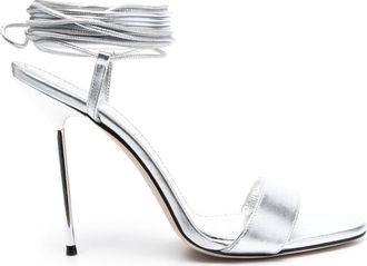 PARIS TEXAS Guya 105mm lace-up sandals - women - Calf Leather/Calf Leather/Calf Leather - 36 - Silver