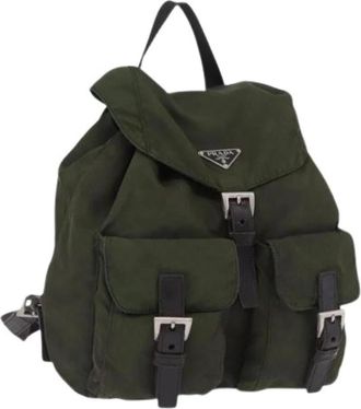 Prada Pre-owned Vintage Nylon Backpack - Dames - Vintage Rugzakken - Groen - ONE Size - Nylon - Vintage
