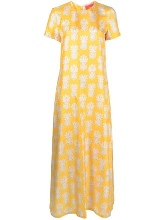 La DoubleJ Swing graphic-print silk dress - women - Silk - L - Yellow