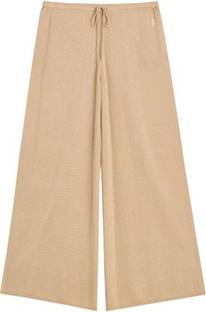 By Malene Birger Luxe Piscata Dark Sand Broek - Dames - Wijde Broeken - Beige - M - Wol - Broeken