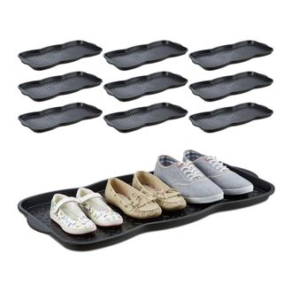 Relaxdays Relaxdays 10 Zapateros Antigoteo Grandes, Bandeja Para Zapatos, Para 3 Pares, Pl&aacute;stico, 3 X 49 X 35 Cm, Negro