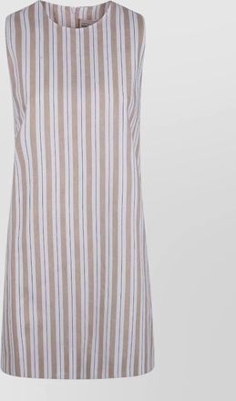 Semicouture linen mini dress sleeveless vertical stripes