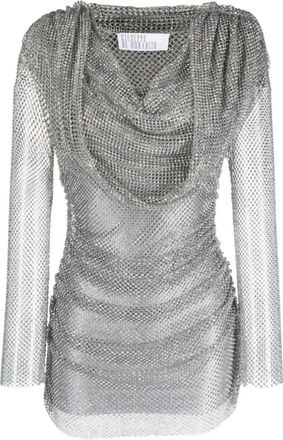 Giuseppe Di Morabito rhinestone-embellished hooded mini dress - Grey