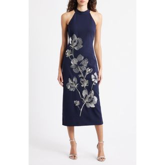 Vince Camuto Sequin Crepe Cocktail Dress in Navy at Nordstrom Rack, Size 0