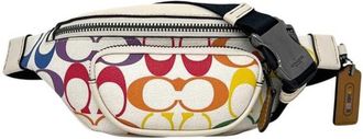 Coach Signature Multi-Color White Pvc Leather Sling Bag (Pre-Owned)