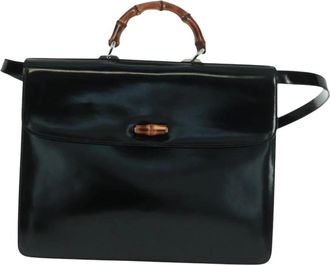 Gucci Pre-owned Handbags, female, Black, Size: ONE SIZE Pre-owned Vintage Bamboo Handle Leather Top Handle Bag