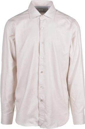 Eleventy Overhemden, Heren, Beige, XL, Katoen, Katoenen-Lyocell Shirt