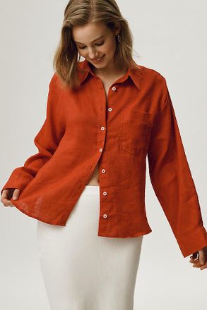 Maeve Shrunken Bennet 100% Linen Buttondown Shirt