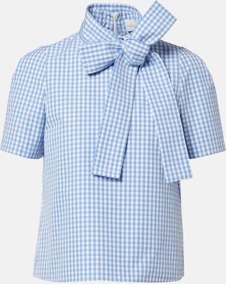 Shushu/Tong Bow-detail gingham cotton top