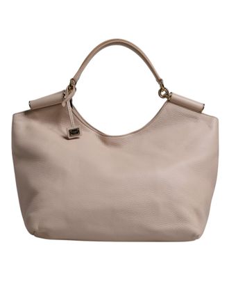 Dolce & Gabbana Light Pink Leather Logo Plaque Tote Shoulder Borse Womens Bag