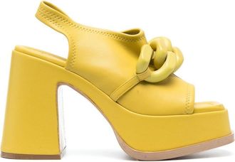 Stella McCartney chain-link 125mm block heel sandals - women - Polyester/Polyurethane/Polyurethane/Polyurethane - 38.5 - Green