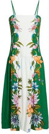 Farm Rio SWEET BLOOM DREAMSCAPE OFF-WHITE MIDI DRESS