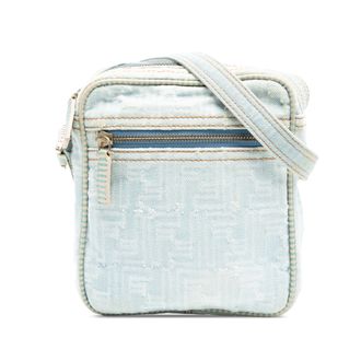 Fendi Pre-owned Womens Zucca Denim Crossbody - Light Blue Textile - One Size