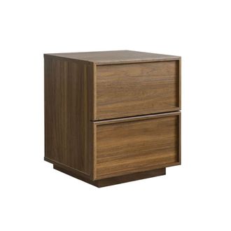 Sweeek Mesita efecto madera, 2 cajones, nogal