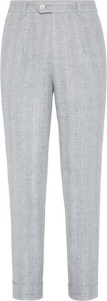 Brunello Cucinelli Pantaloni sartoriali con motivo pied-de-poule - Grigio
