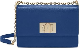 Furla flap-lock chain shoulder bag - women - Polyester/Calf Leather - One Size - Blue