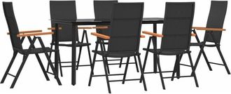 vidaXL Juego Comedor De Jard&iacute;n 7 Piezas Rat&aacute;n Sint&eacute;tico Negro Y Marr&oacute;n Vidaxl