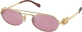 Miu Miu Dark Pink Silver Oval Ladies Sunglasses MU 54ZS ZVN50D 53