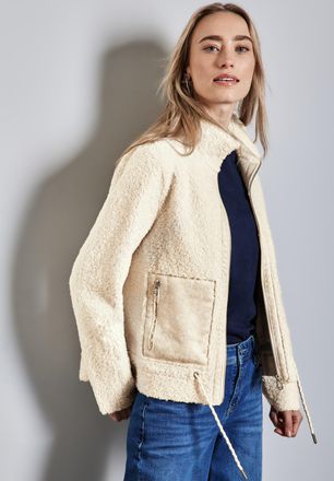 Street One Jackenblazer STREET ONE, Damen, Gr. 46, weiss (pearly wei&szlig;), Web, Obermaterial: 100% Polyester, Strukturmuster, unifarben, regular fit taillenbedeckt,