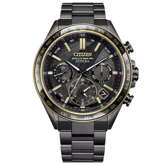 Citizen Attesa ACT Perpetual Alarm World Time Chronograph Black Dial Mens Watch CC4078-51E
