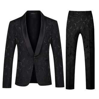 AlltheMen Zwart Paisley-pak 2-delig slim-fit pak