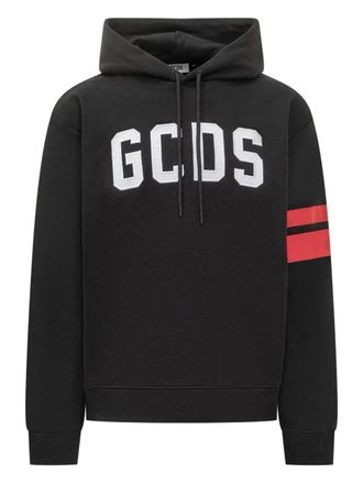 GCDS stripe-sleeve hoodie - men - Cotton - L - Black