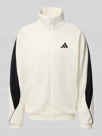 adidas Sweatjacke mit Logo und Stehkragen in Offwhite, Gr&ouml;&szlig;e XL
