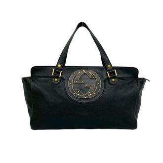 Gucci Black Leather Boston Bag Handbag Tote Bag (Pre-Owned)