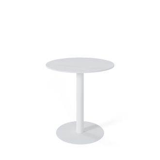 Koketto Home Mesa baja redonda tapa porcelanico blanca y pata blanca