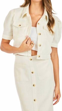 Sadie & Sage Love Language Cropped Jacket In Ivory