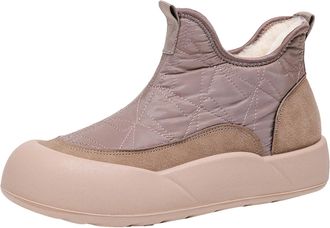 Generic Spring Shoes for Women Warm Lined Cotton Shoes for Women UK Boots (Khaki, 5.5)