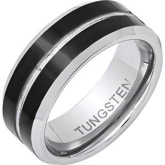 HMY Jewelry Mens Two-Tone Ring in Silver/Black at Nordstrom Rack, Size 6