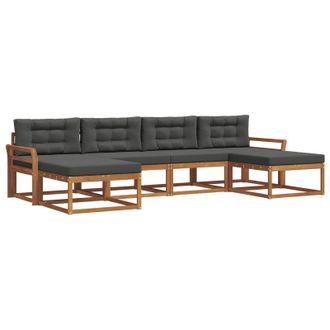 vidaXL Conjunto De Sof&aacute;s De Exterior 6 Pcs Natural Y Antracita Vidaxl