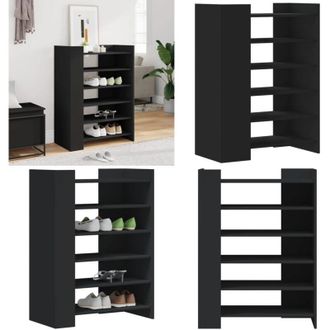 vidaXL Scarpiera Nera 74,5x37,5x100 cm in Legno Multistrato - Scarpiera nera - Scarpiera per scarpe