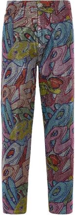 Philipp Plein Jeans, Dames, Veelkleurig, W30, Denim, Denim Broek Mom Fit Broches