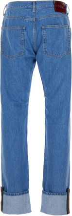 Gucci Logo-Patch Turn-Up Jeans - Blue