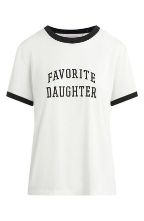 Favorite Daughter Logo Ringer T-Shirt in White/Black at Nordstrom, Size X-Small